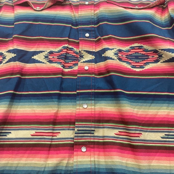Vtg 80-90s Roper Colorful Aztec Print Long Sleeve Western Shirt Mens L Rodeo USA - Picture 4 of 5